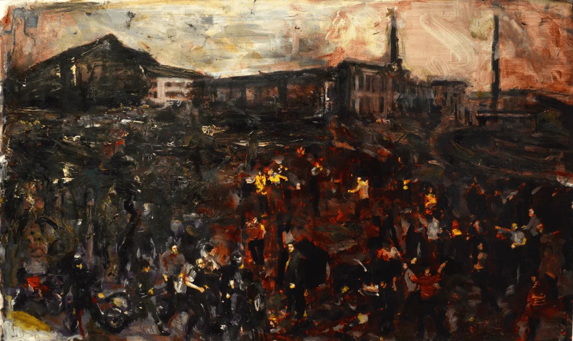 Trittico di Metamorfosi antropologica II, mixed technique oil on paper, 2017