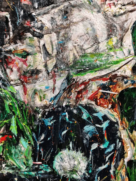 Dettaglio La memoria oltre il giardino 2, oil on canvas, 2022