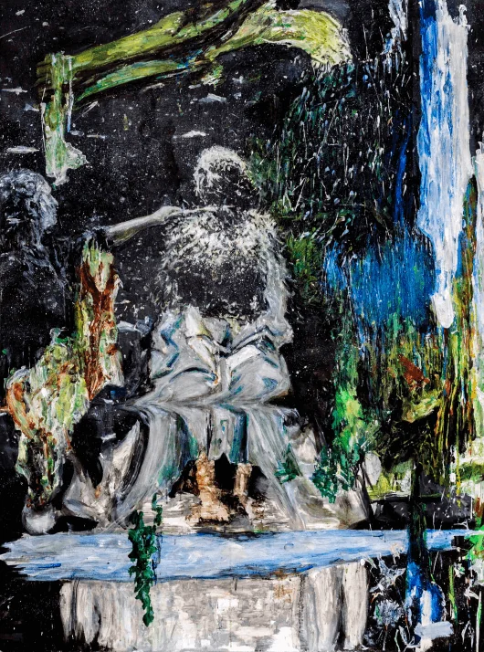 Creazione e distruzione, oil on wooden board, 2022