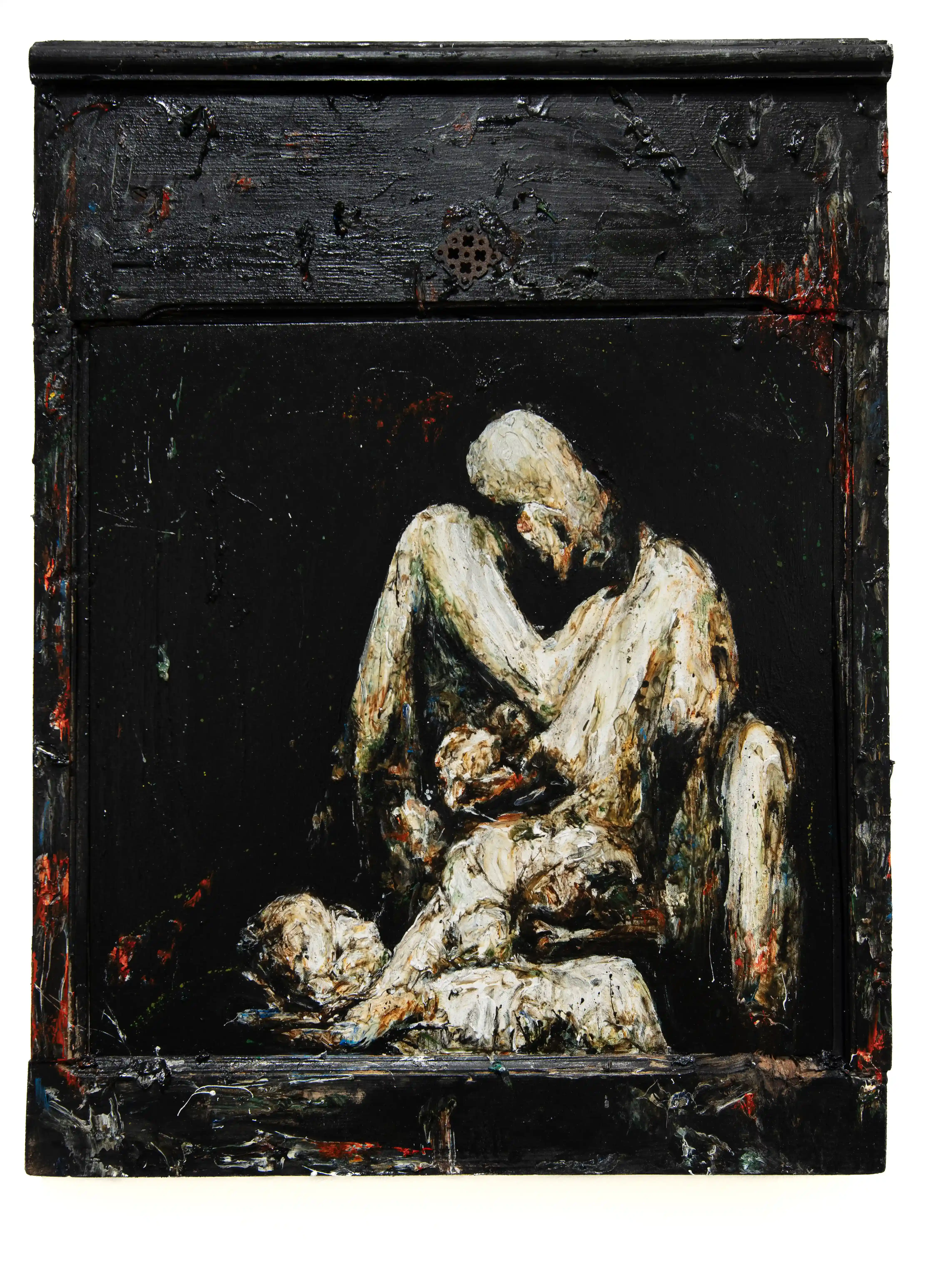 La Fenice 11, oil on canvas, wooden frame with rusty iron, 2024