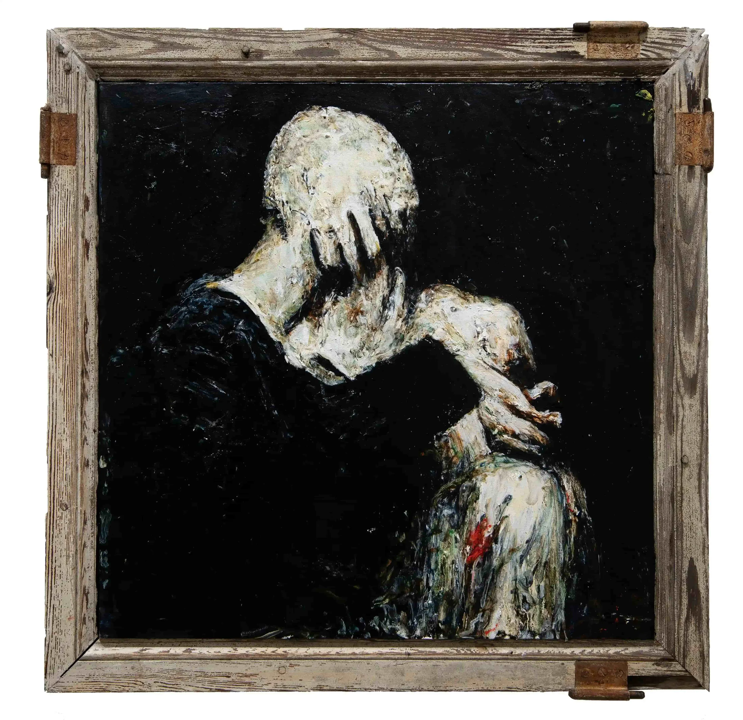 La Fenice 6, oil on canvas, wooden frame with rusty iron, 2024