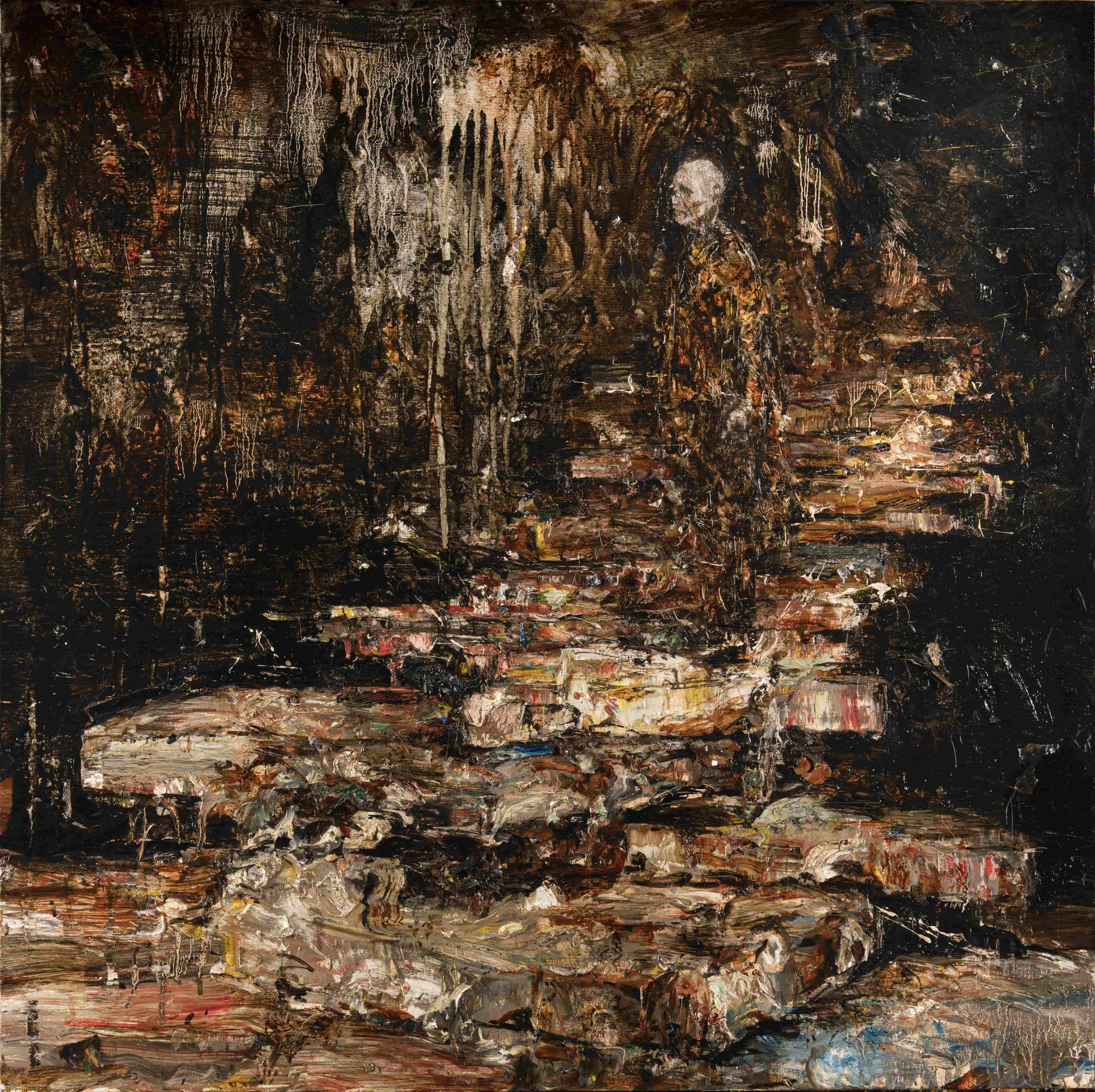 L'uomo con la terra sulle mani, oil on canvas, 2025